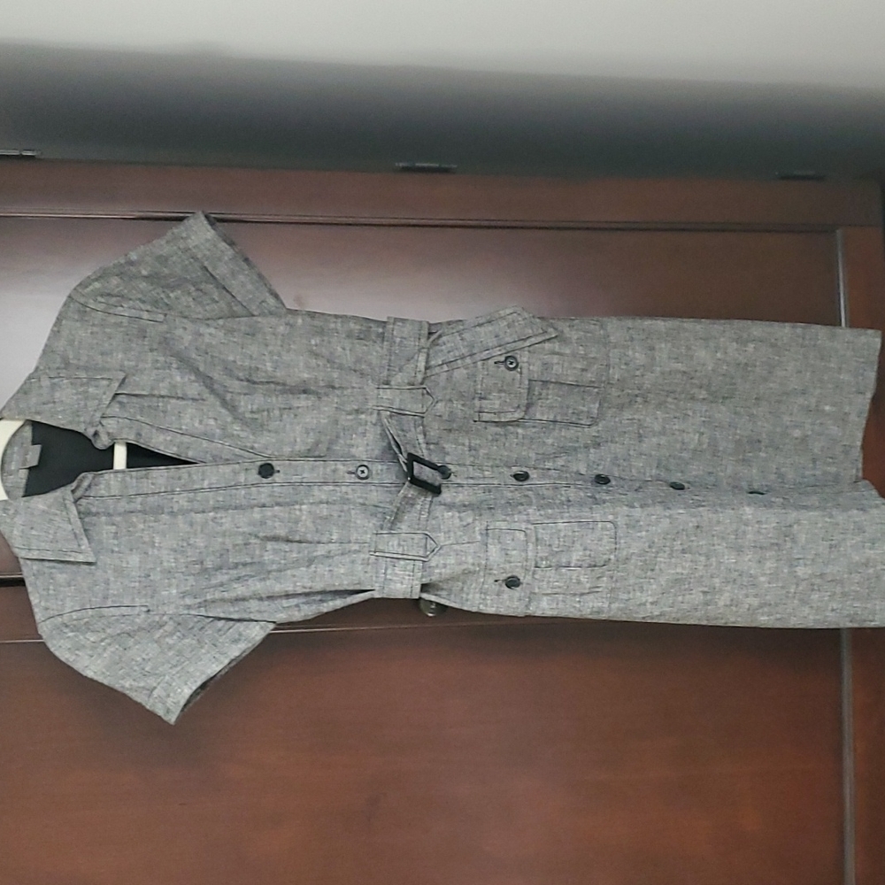 Ann Taylor, gray, button up dress.